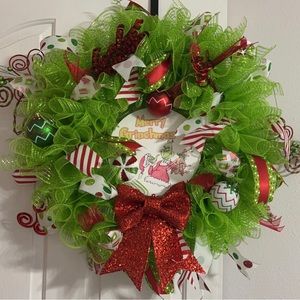 Hand crafted Merry Grinchmas wreath